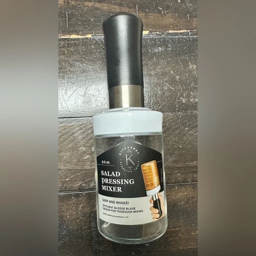 NEW Glass Salad Dressing Bottle: Premium Salad Dressing Shaker with Mixer Insert